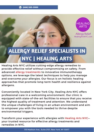 Allergy Relief Specialists in NYC | Healing Arts