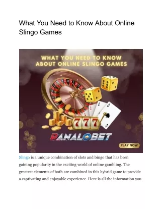 What You Need to Know About Online Slingo Games