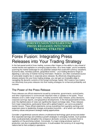 Forex Fusion: Integrating Press Releases into Your Trading Strategy