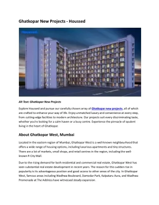 ghatkopar new projects houssed