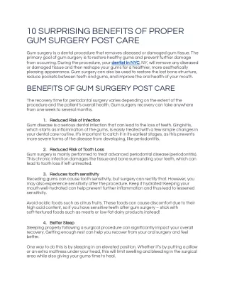 10 SURPRISING BENEFITS OF PROPER GUM SURGERY POST CARE