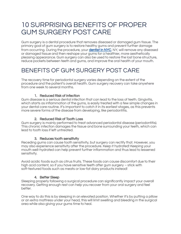 10 surprising benefits of proper gum surgery post