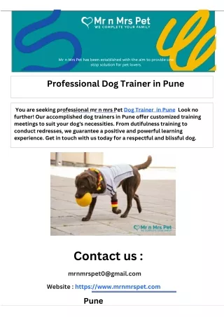 Professional Dog Trainer in Pune