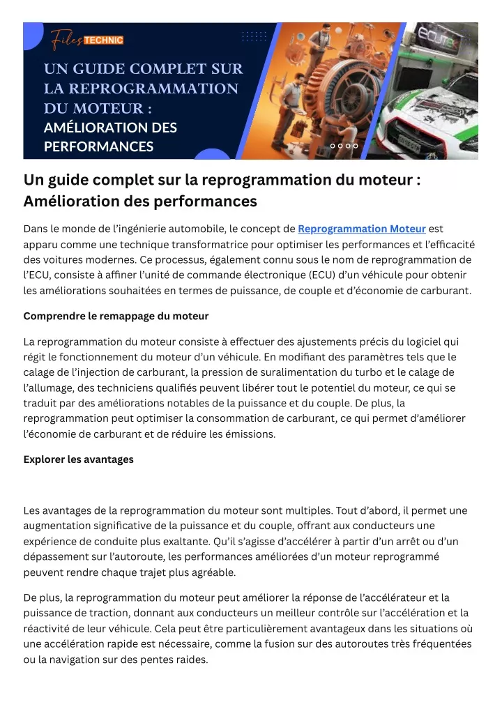 un guide complet sur la reprogrammation du moteur