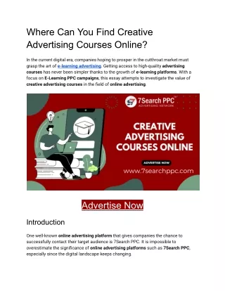 Where Can You Find Creative Advertising Courses Online
