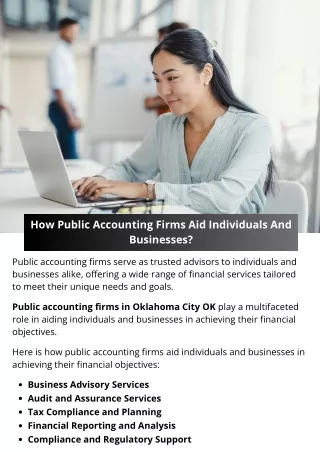 How Public Accounting Firms Aid Individuals And Businesses?
