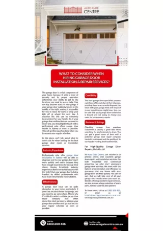 What to Consider When Hiring Garage Door Installation & Repair Services?