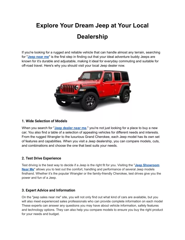 explore your dream jeep at your local