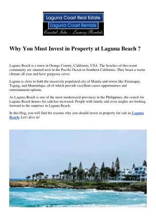 Why You Must Invest in Property at Laguna Beach.docx