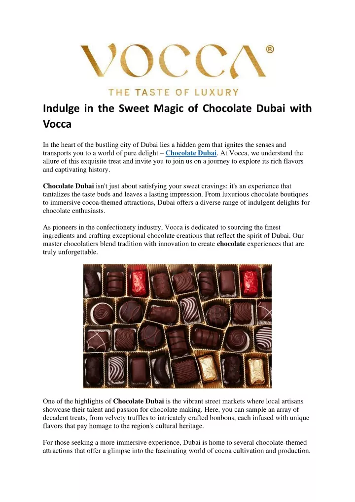 indulge in the sweet magic of chocolate dubai