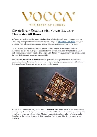 Elevate Every Occasion with Vocca's Exquisite Chocolate Gift Boxes