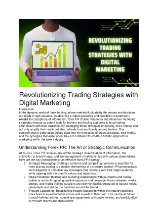Revolutionizing Trading Strategies with Digital Marketing