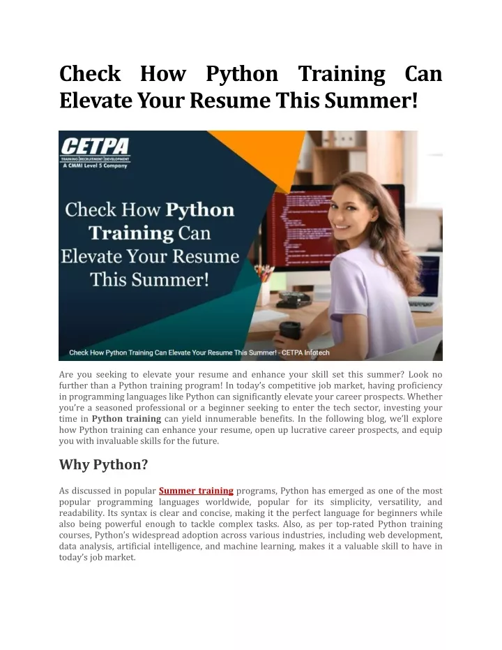 check how python training