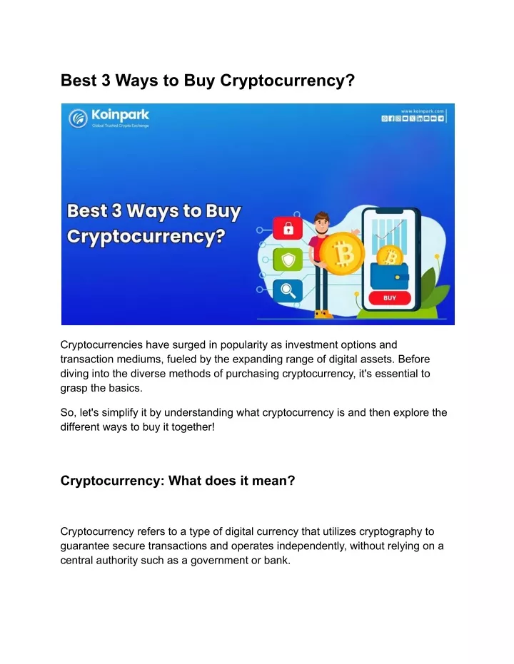 best 3 ways to buy cryptocurrency