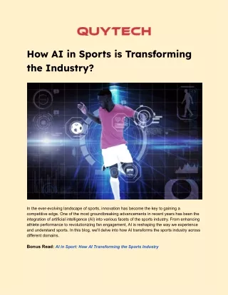 How AI in Sports is Transforming the Industry