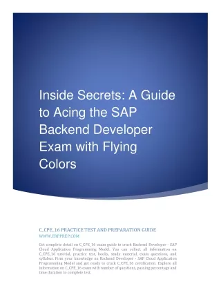 Inside Secrets: A Guide to Acing the SAP C_CPE_16 Exam with Flying Colors