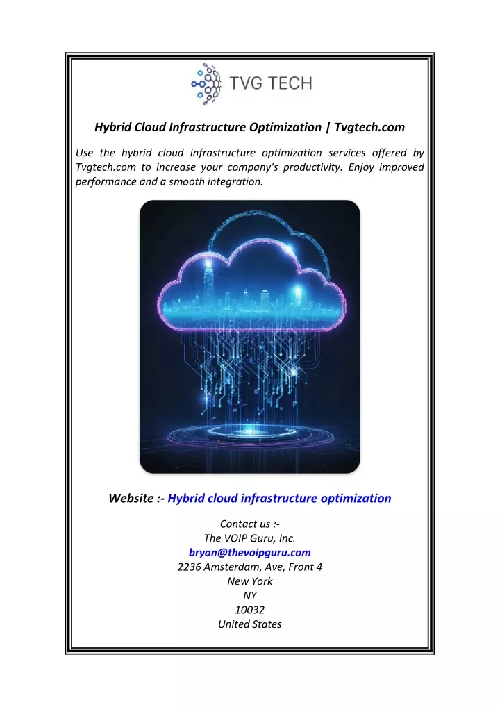 hybrid cloud infrastructure optimization tvgtech