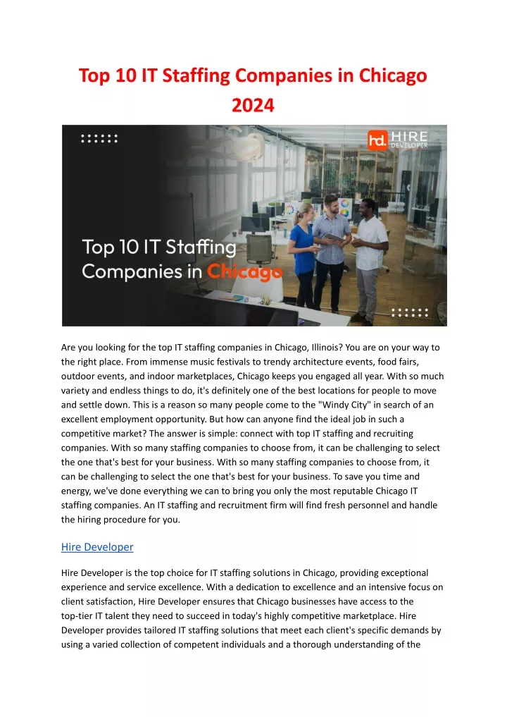 top 10 it staffing companies in chicago 2024