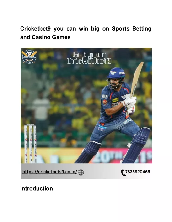 cricketbet9 you can win big on sports betting