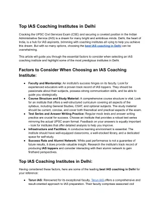 Ranking the Best IAS Coaching in Delhi