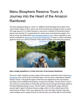 Manu Biosphere Reserve Tours_ A Journey into the Heart of the Amazon Rainforest.docx