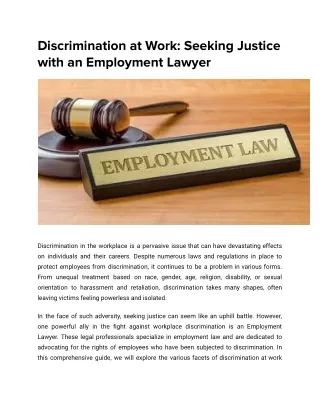 Empowering Individuals: The Essential Role of an Employment Lawyer in Workplace