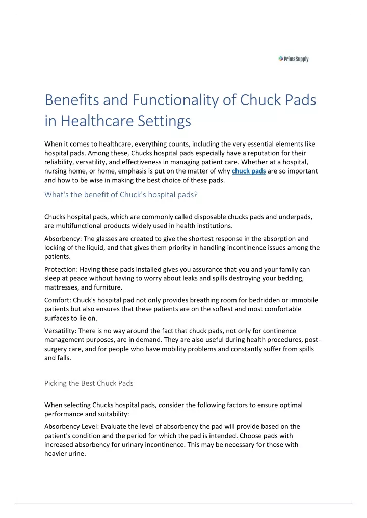 benefits and functionality of chuck pads