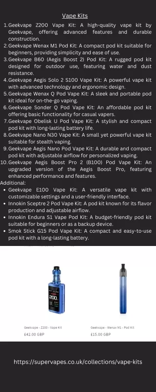 10 vape kits available in the UK