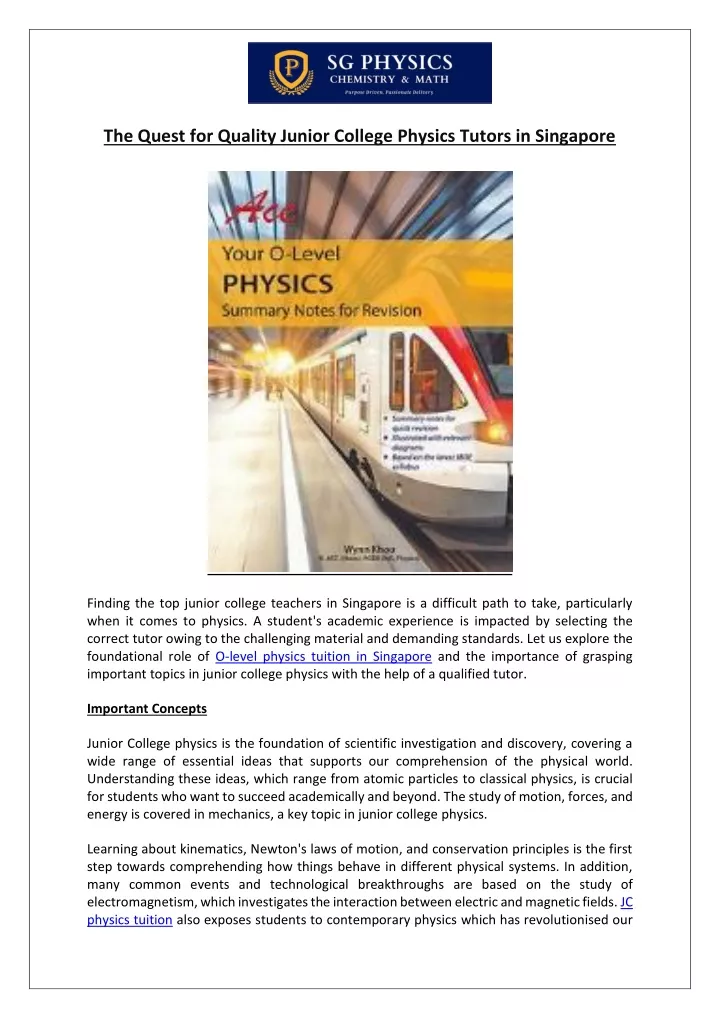 the quest for quality junior college physics