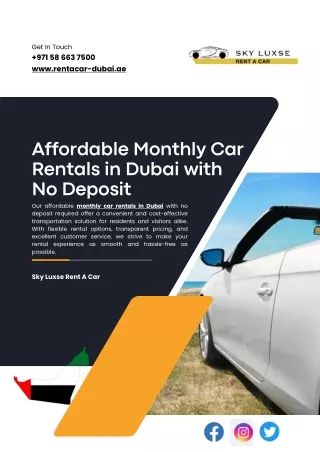 Affordable Monthly Car Rentals in Dubai with No Deposit