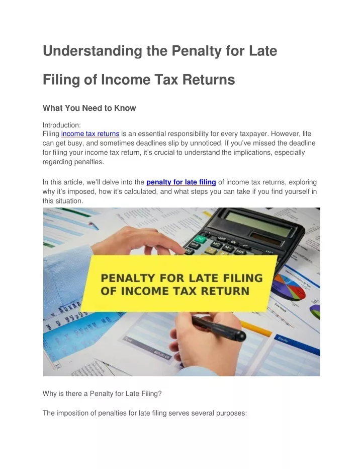 understanding the penalty for late filing of income tax returns