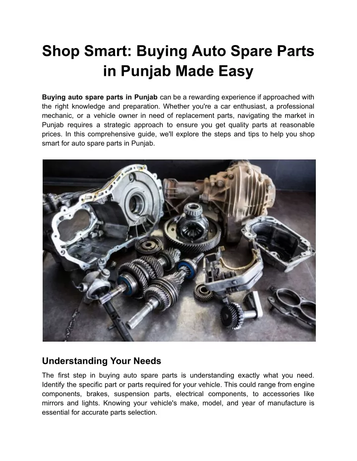 shop smart buying auto spare parts in punjab made