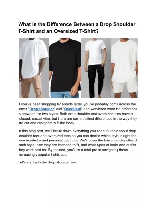 What is the Difference Between a Drop Shoulder T-Shirt and an Oversized T-Shirt