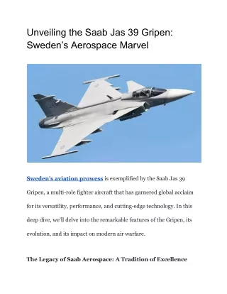 Unveiling the Saab Jas 39 Gripen_ Sweden’s Aerospace Marvel
