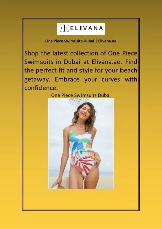 One Piece Swimsuits Dubai Elivana ae