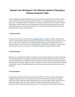 Elevate Your Workspace The Ultimate Guide to Choosing a Deckup Computer Table