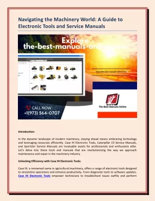 A Guide to Electronic Tools and Service Manuals