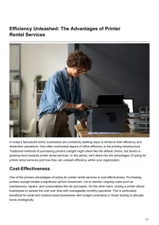Efficiency Unleashed The Advantages of Printer RentalServices