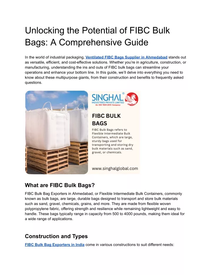 unlocking the potential of fibc bulk bags