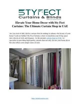 Elevate Your Home Decor with Sty Fect  Curtains: The Ultimate Curtain Shop in UA