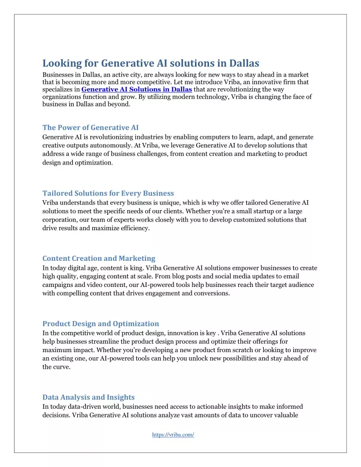 looking for generative ai solutions in dallas