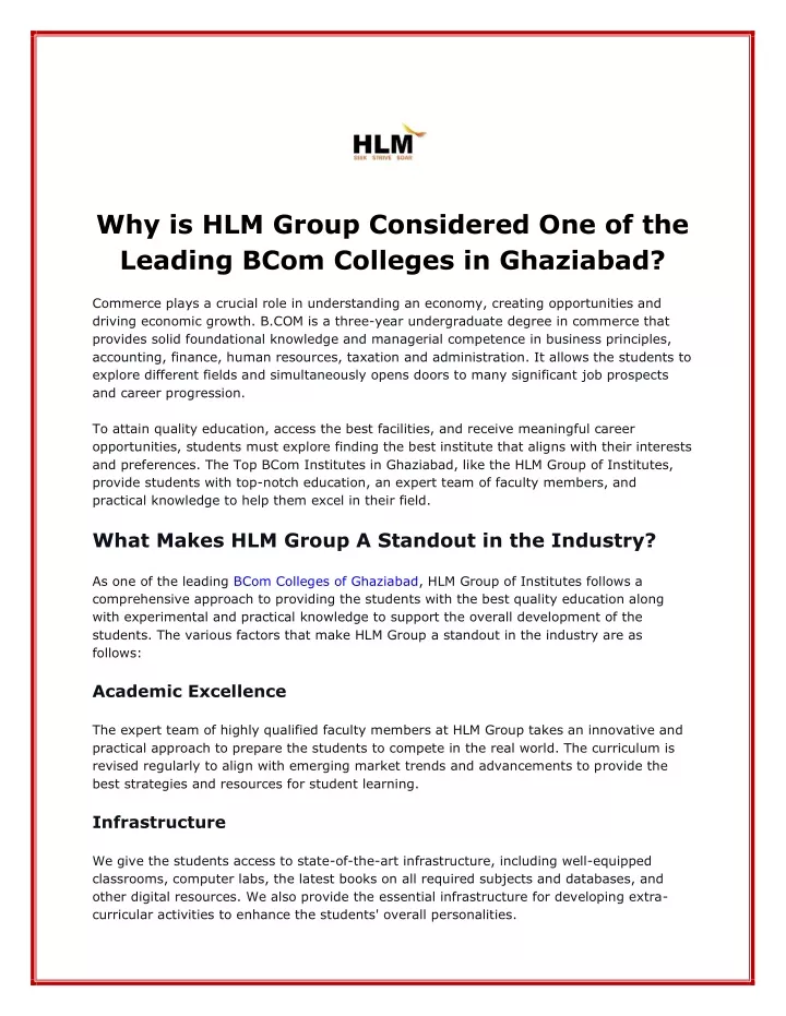 why is hlm group considered one of the leading