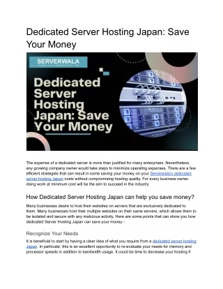 Dedicated Server Hosting Japan_ Save Your Money