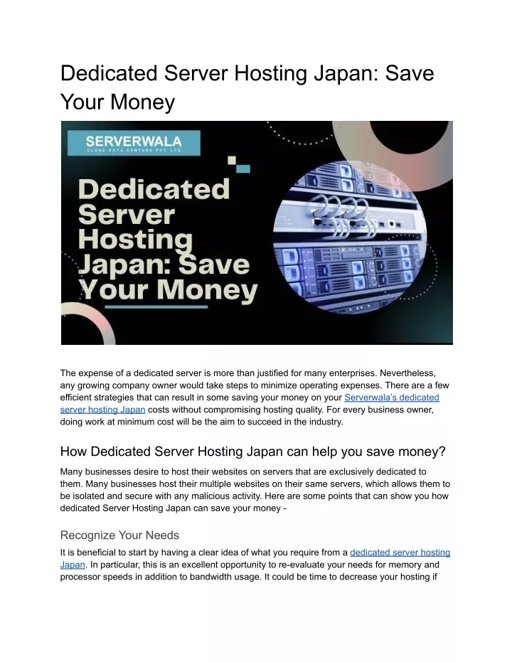 dedicated server hosting japan save your money