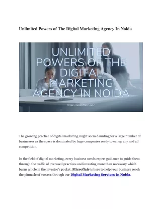 Unlimited Powers of The Digital Marketing Agency In Noida
