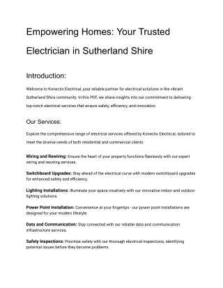 Electrician in Sutherland Shire