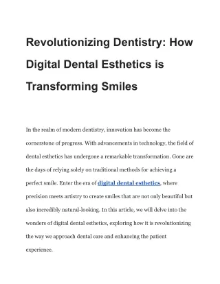 Revolutionizing Dentistry_ How Digital Dental Esthetics is Transforming Smiles