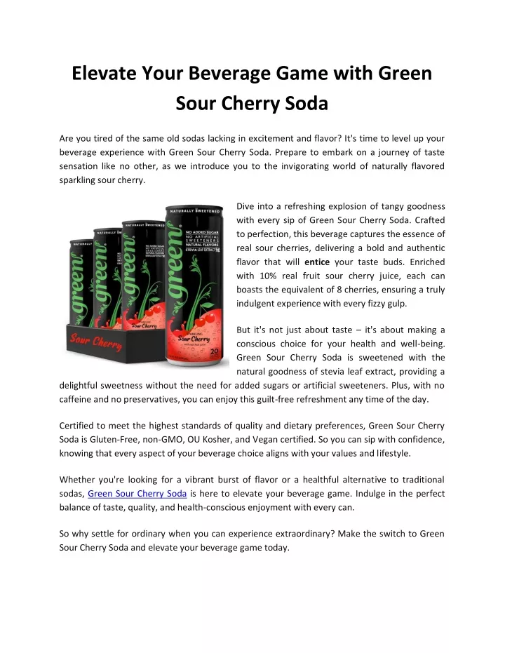 elevate your beverage game with green sour cherry