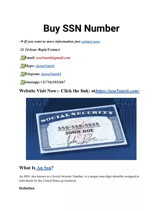 Buy SSN Number