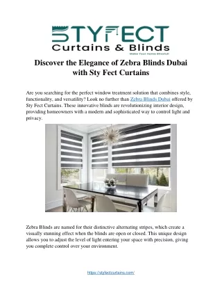 Discover the Elegance of Zebra Blinds Dubai  with Sty Fect Curtains